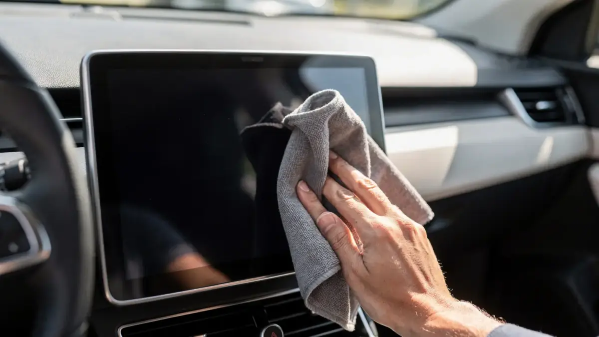 Auto-Display reinigen mit Mikrofasertuch: streifenfreie Pflege von Touchscreens im Fahrzeug