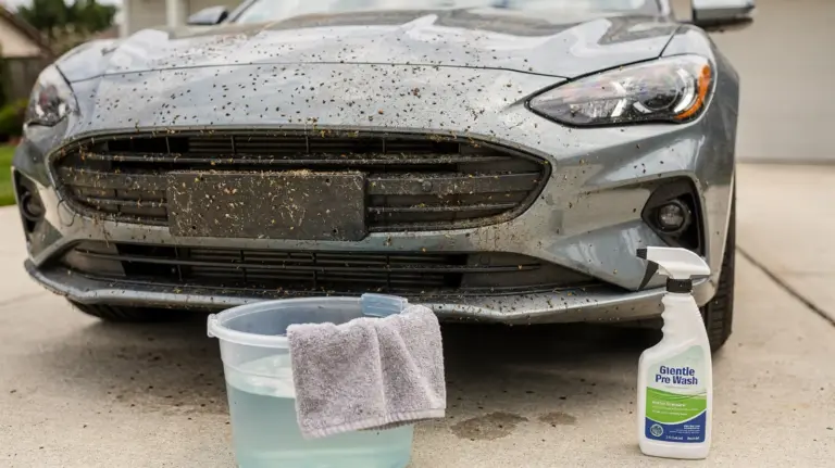 Insektenreste am Auto entfernen: So geht es vor der Autowäsche schonend